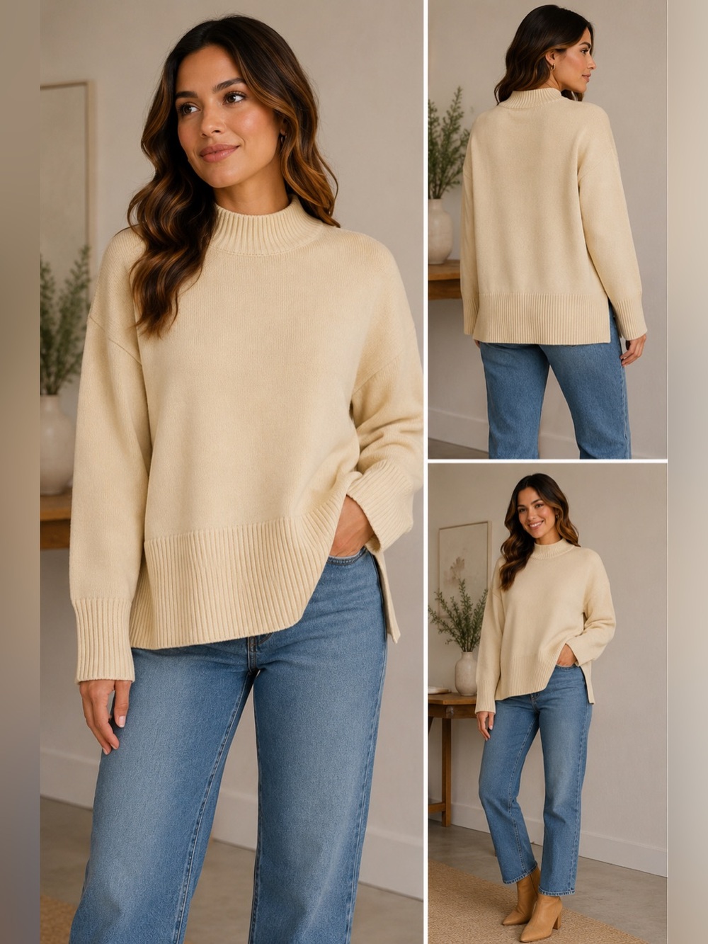 GAP Women's Cream Turtleneck Sweater